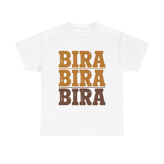 Bira Bira Bira T-Shirt | Retro Stacked Text, Vintage Beer Colors