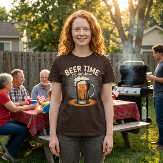 Beer Time Maddafakka T-Shirt — Funny Drinking Tee for Beer Lovers