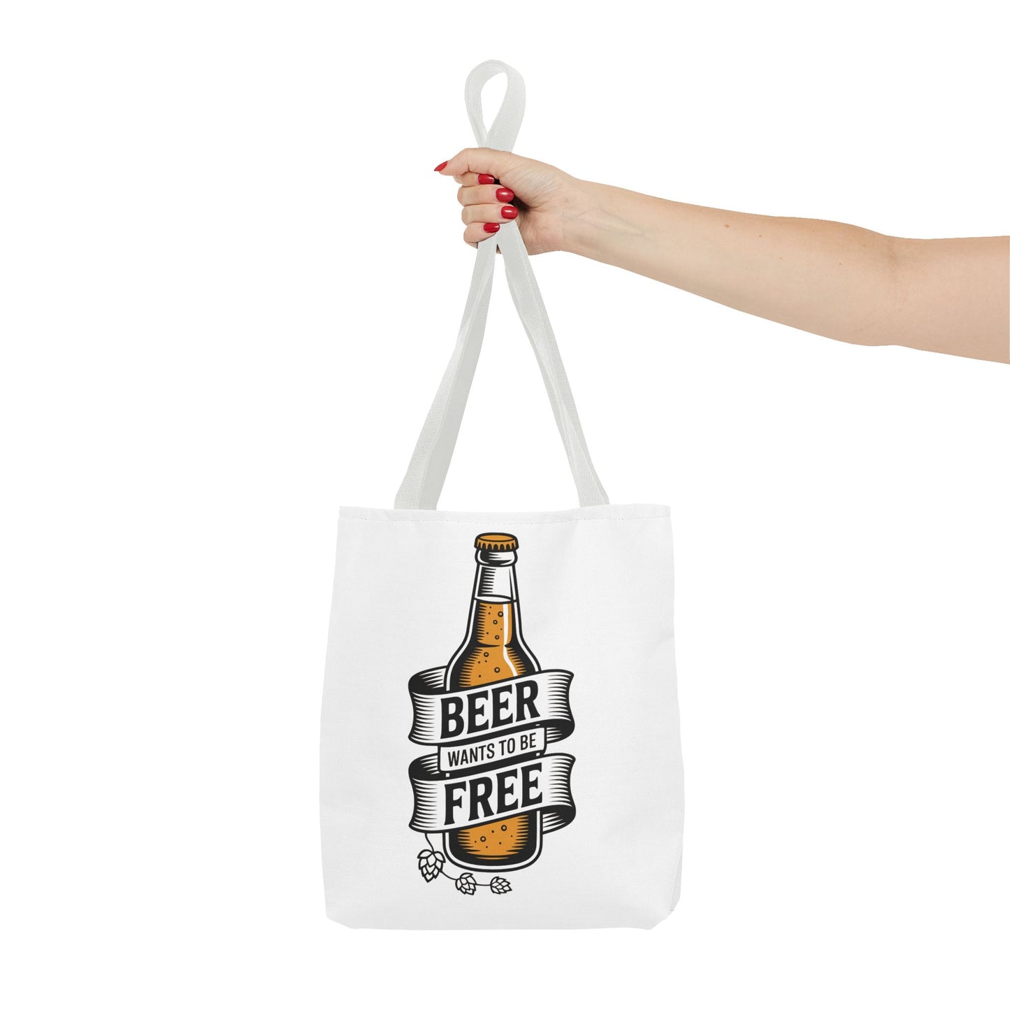 Beer Wants to Be Free tote bag | beer bottle illustration, hops graphic