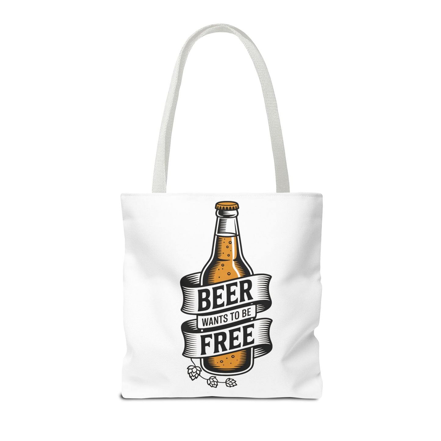 Beer Wants to Be Free tote bag | beer bottle illustration, hops graphic