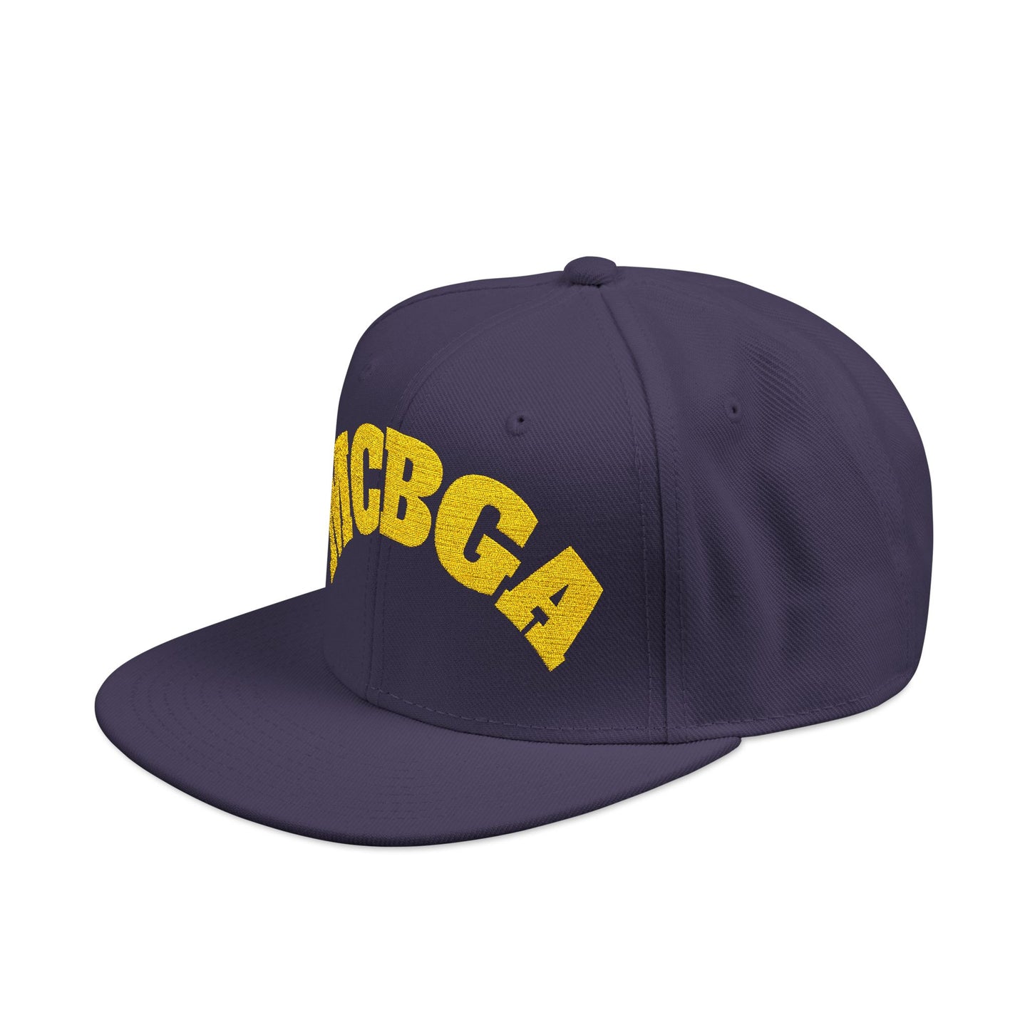 GCBGA Glitter Text Snapback Hat | Embroidered Black & Purple Flat Brim