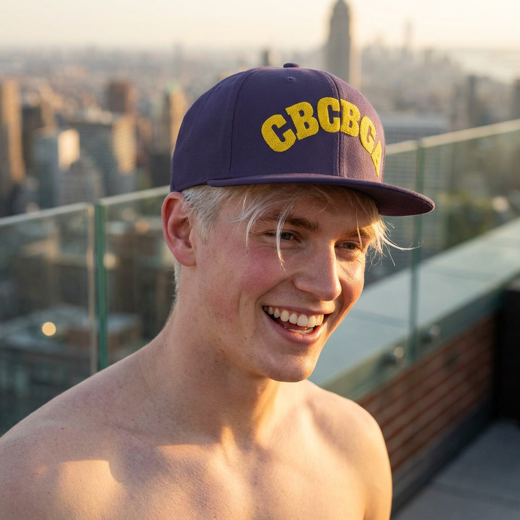 GCBGA Glitter Text Snapback Hat | Embroidered Black & Purple Flat Brim
