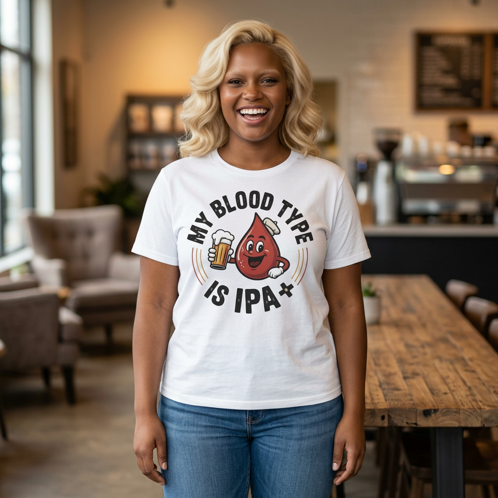 My Blood Type Is IPA T-Shirt | Beer Brewing Humor, Craft Beer Tee