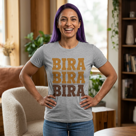 Bira Bira Bira T-Shirt | Retro Stacked Text, Vintage Beer Colors