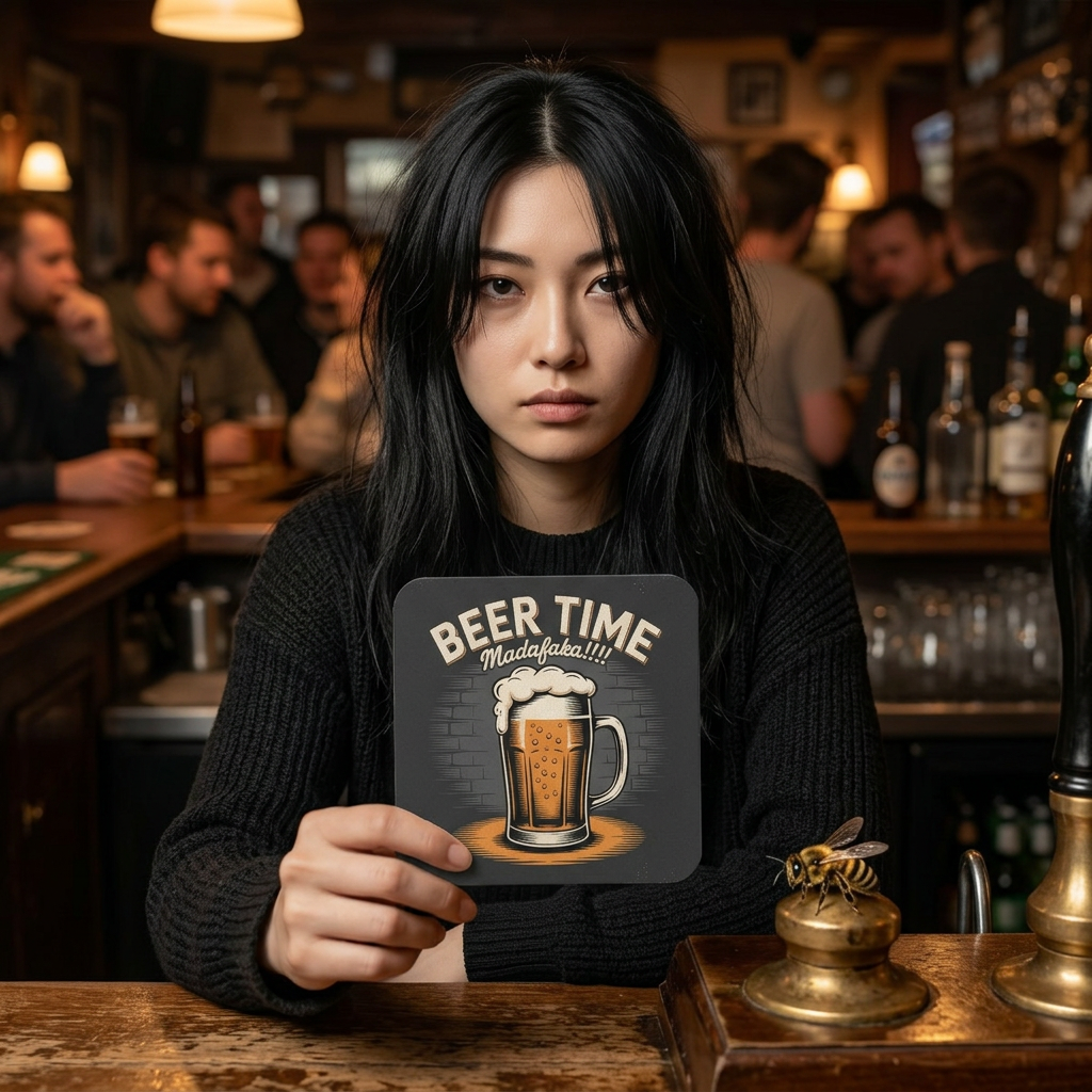 Cork Back Coaster — "Beer Time Maddafakkas" Novelty Drink Coaster