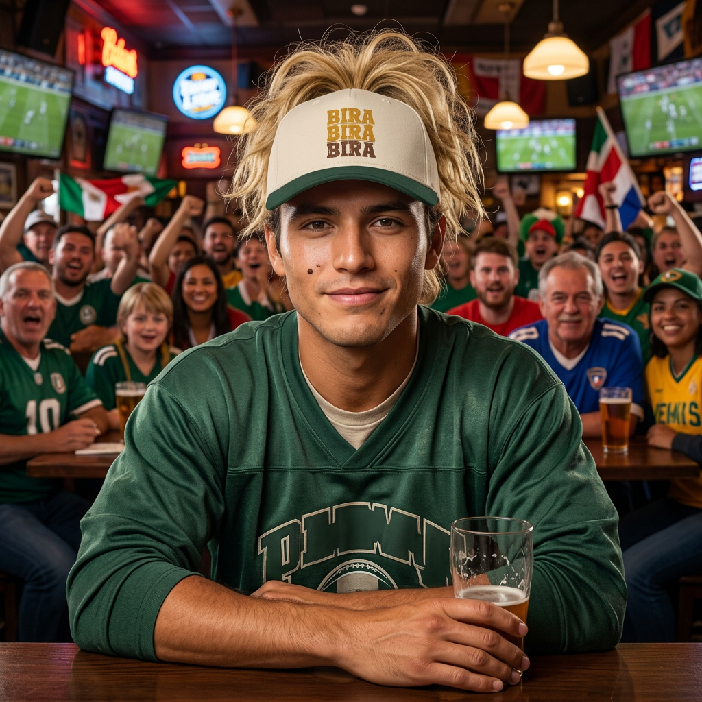 Bira Repeating Text Mid Profile Baseball Cap | Casual Script Pattern