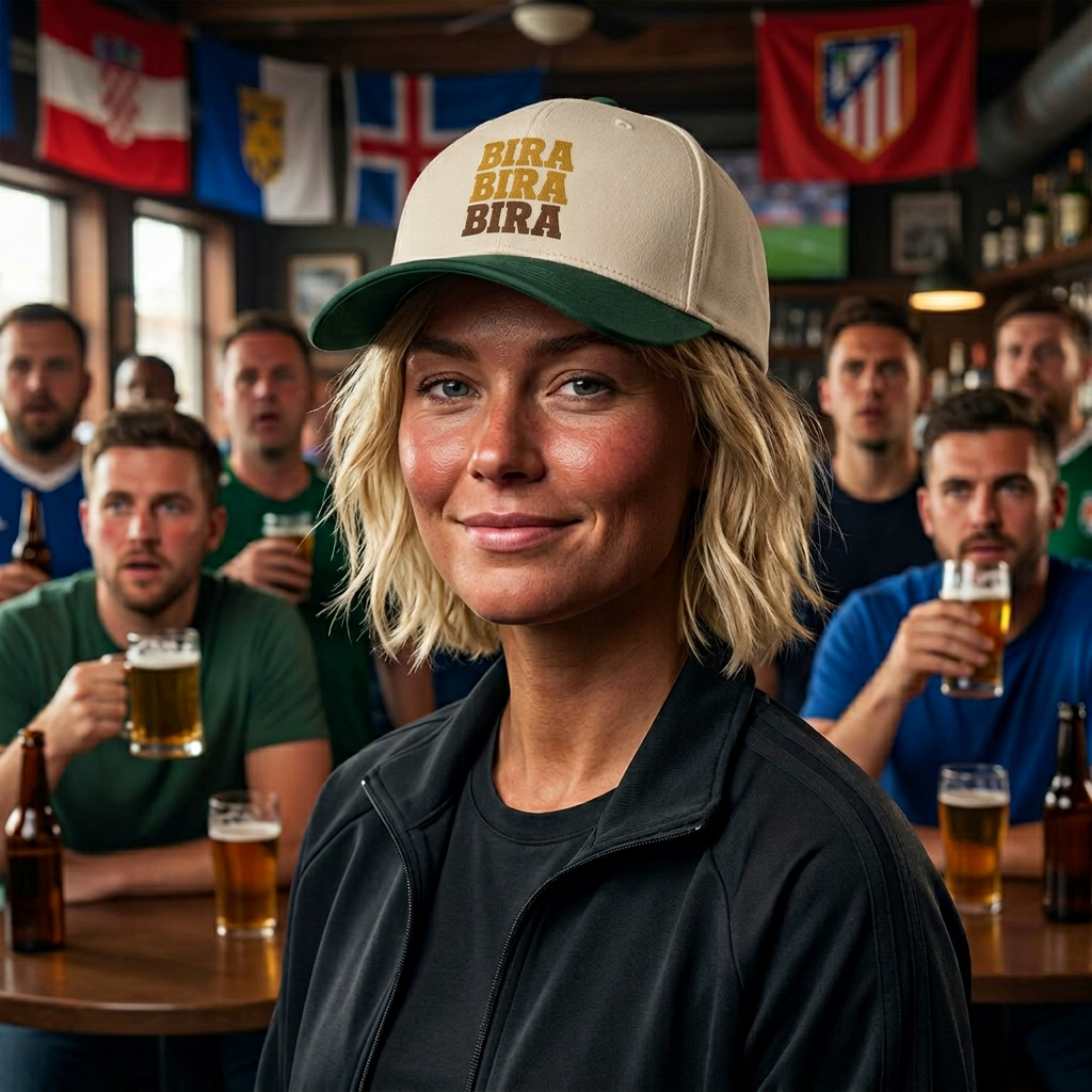 Bira Repeating Text Mid Profile Baseball Cap | Casual Script Pattern