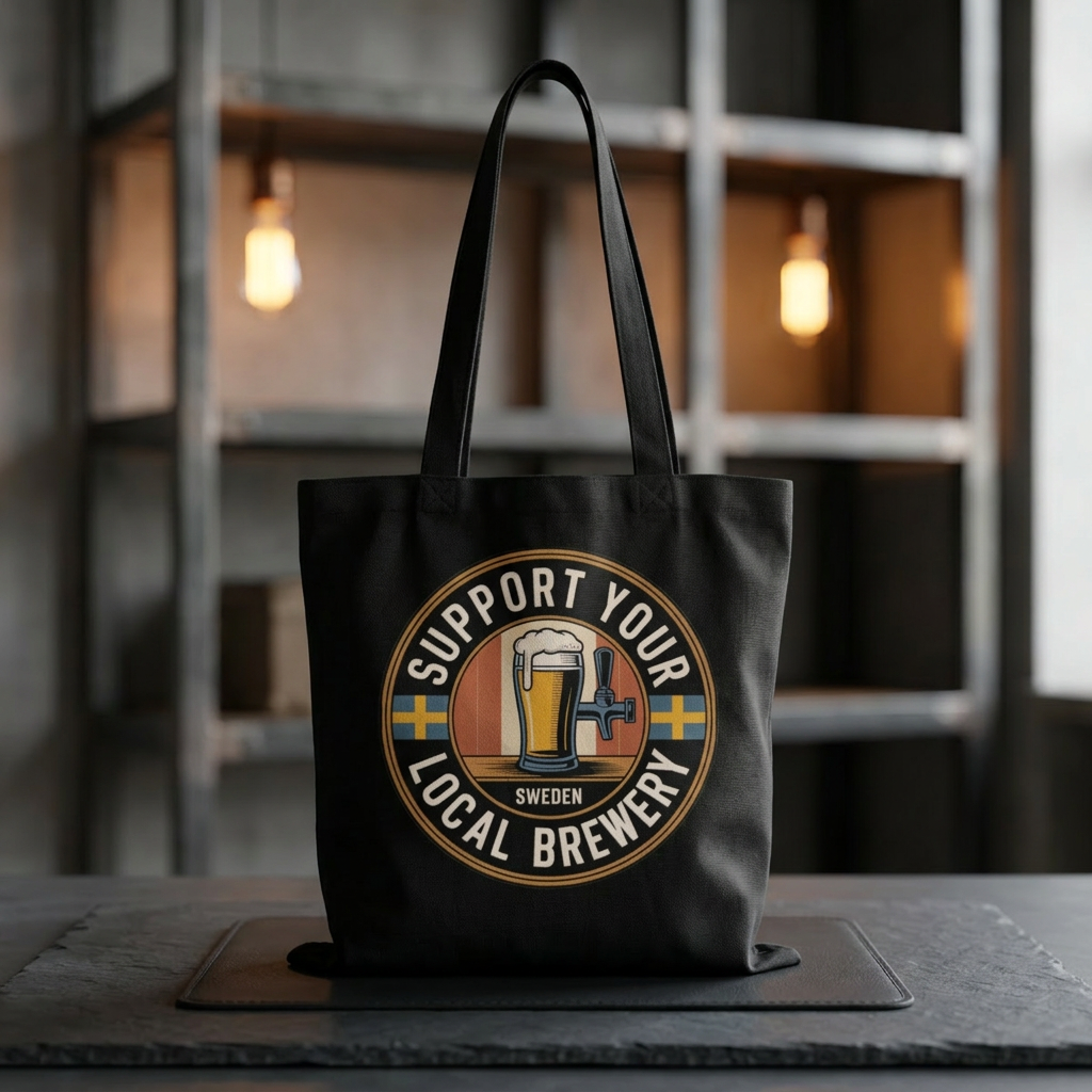 Support Your Local Brewery Tote Bag – Swedish Beer Logo Organic Cotton Tote