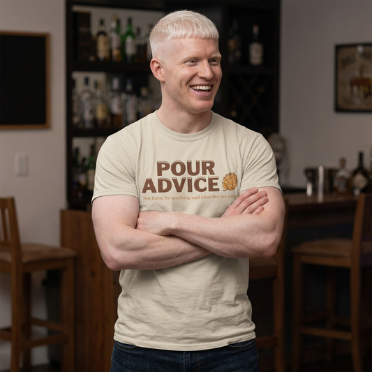 Pour Advice Beer Tee — 'POUR ADVICE' Beer Pun Shirt with Brew Graphic