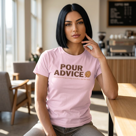 Pour Advice Beer Tee — 'POUR ADVICE' Beer Pun Shirt with Brew Graphic