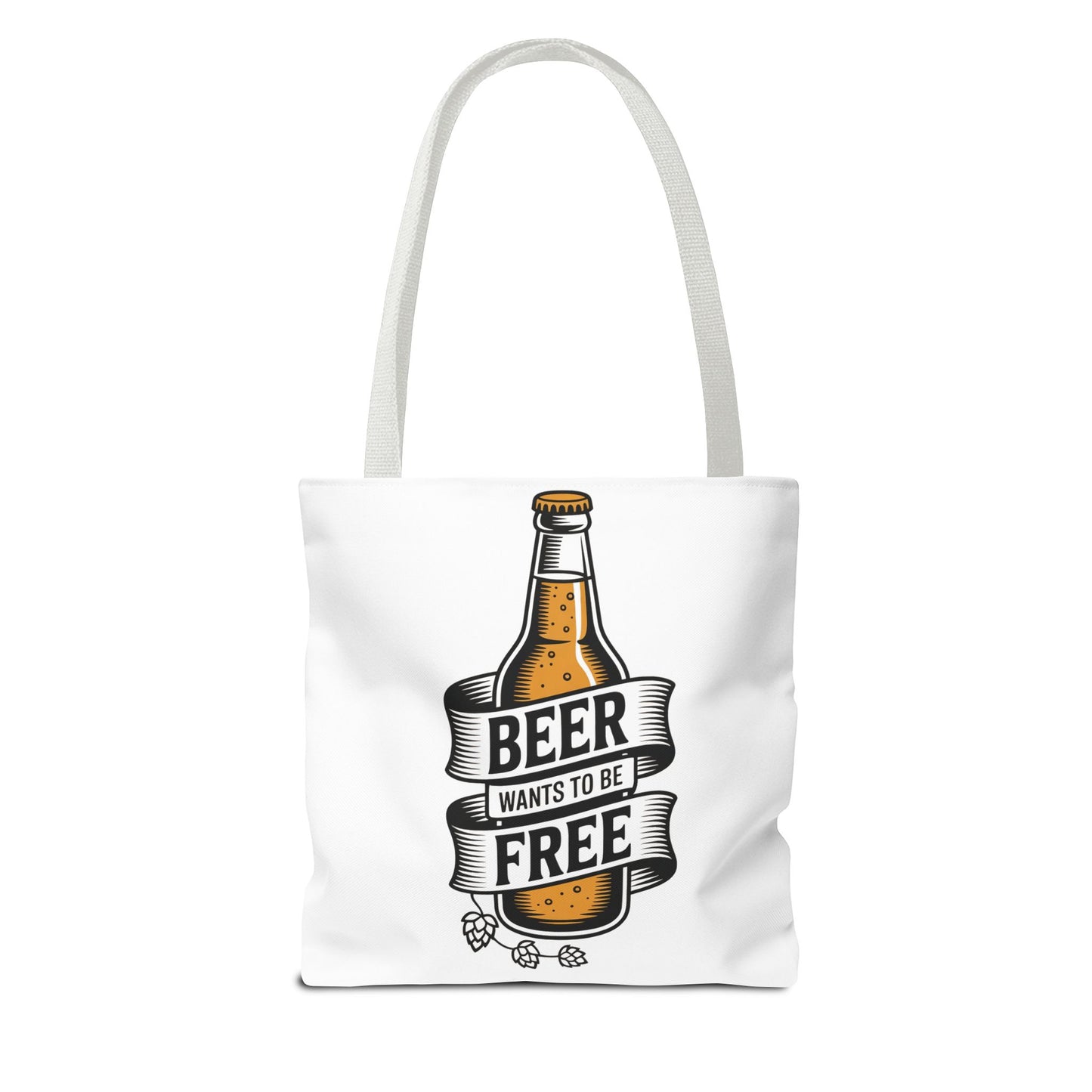 Beer Wants to Be Free tote bag | beer bottle illustration, hops graphic