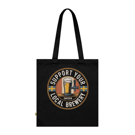 Support Your Local Brewery Tote Bag – Swedish Beer Logo Organic Cotton Tote