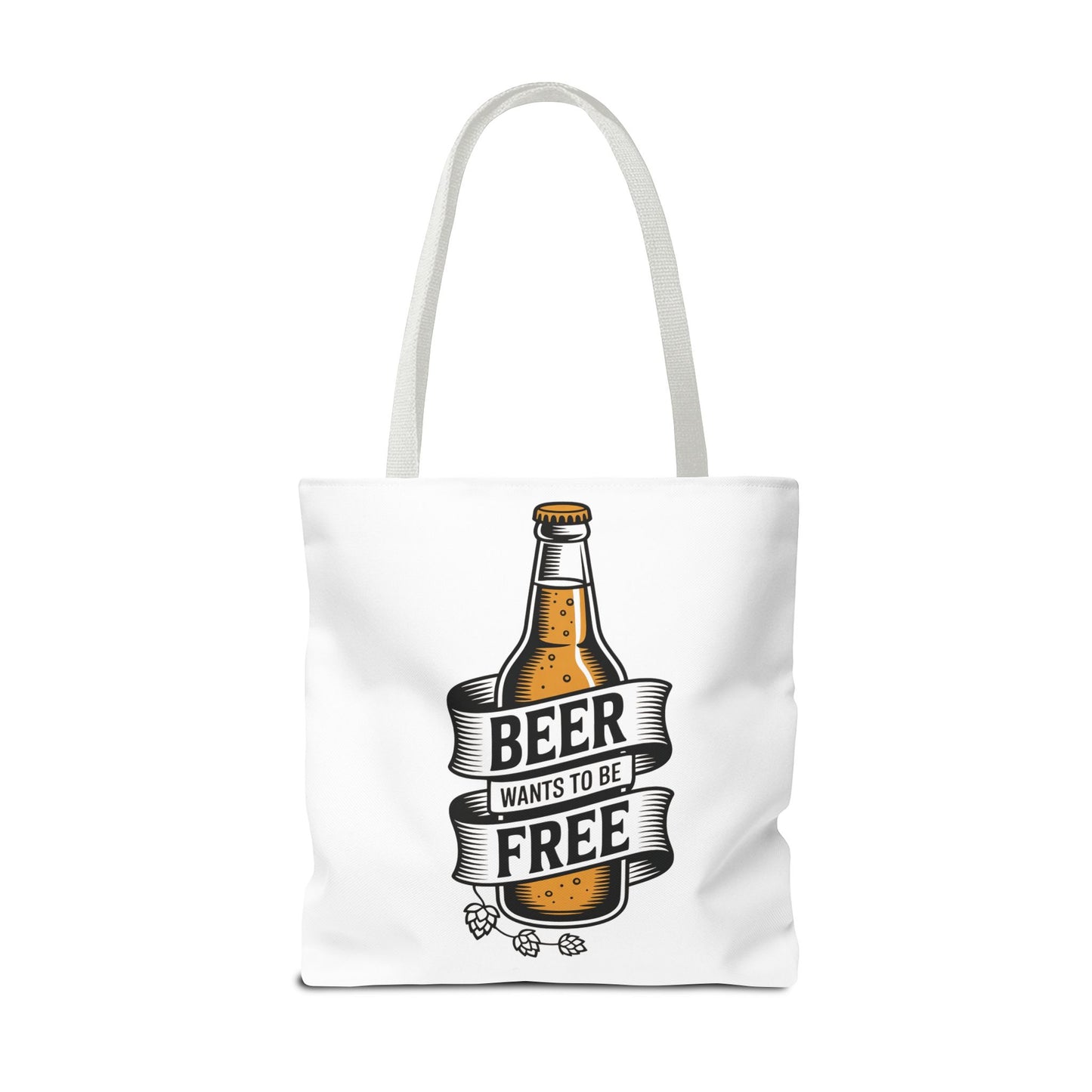 Beer Wants to Be Free tote bag | beer bottle illustration, hops graphic